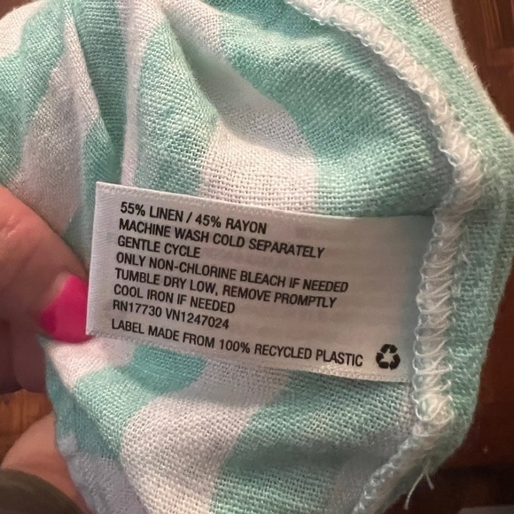 STONEY CLOVER x TARGET Mint Green & White Stripe Linen Blend Top Flowy Crop Bows - Picture 7 of 7
